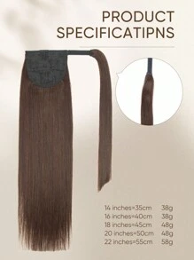 Extensiones de cabello natural de color liso y largo para coleta, estilo clip-in para un uso diario conveniente - S4 - Ver 5