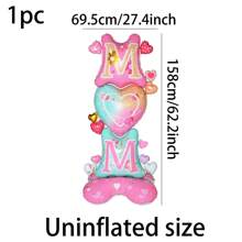 1pc, New 61-Inch Tall Aluminum Foil Balloon With Heart-Shaped Base - Perfect Room Decoration For Celebrating Mother's Day - Multicolor - View 3