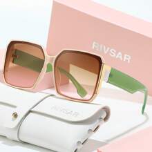 RIVSAR Women's Oversized Gradient Color Sunglasses, Outdoor Riding Driving Stylish Party Travel Gift Box Glasses For Summer Beach Vacation,Outdoor,Travel - Multicolor - View 5