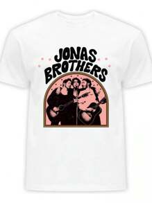 Patrón Estético De Los Jonas Brothers Camiseta Tejido Transpirable 220g Algodón Pesado - Blanco - Ver 1