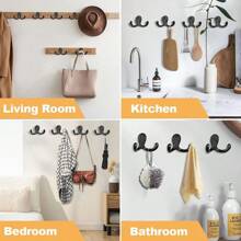 重型双挂钩金属壁挂式衣架挂钩，适用于客厅、浴室、厨房、卧室，用于悬挂外套、包、围巾、毛巾、帽子、钥匙、杯子、橱柜装饰配件