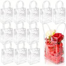 14 Pieces PVC Plastic Clear Gift Bags, 7.87X 5.91X 2.76 Inches Tote Bag For Boutique Wedding Birthday Party Jewelry Display And Packaging Supplies