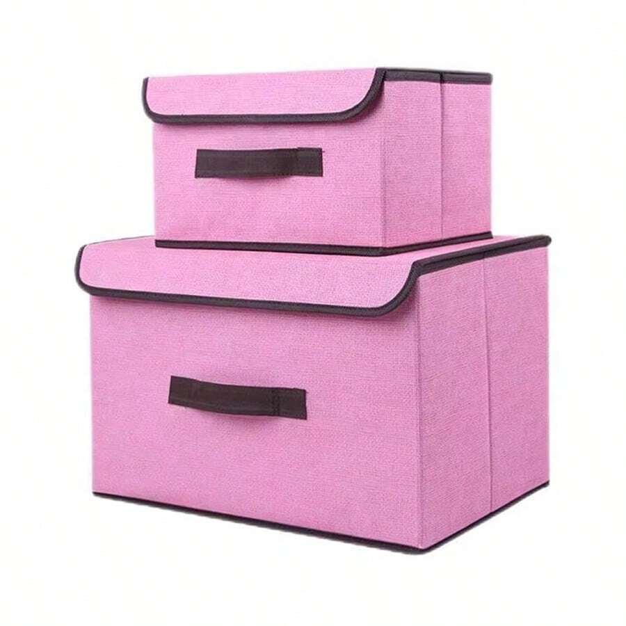 Lerfml Set Of 2 Foldable Fabric Storage Boxes With Lids For Clothes Home, Christmas