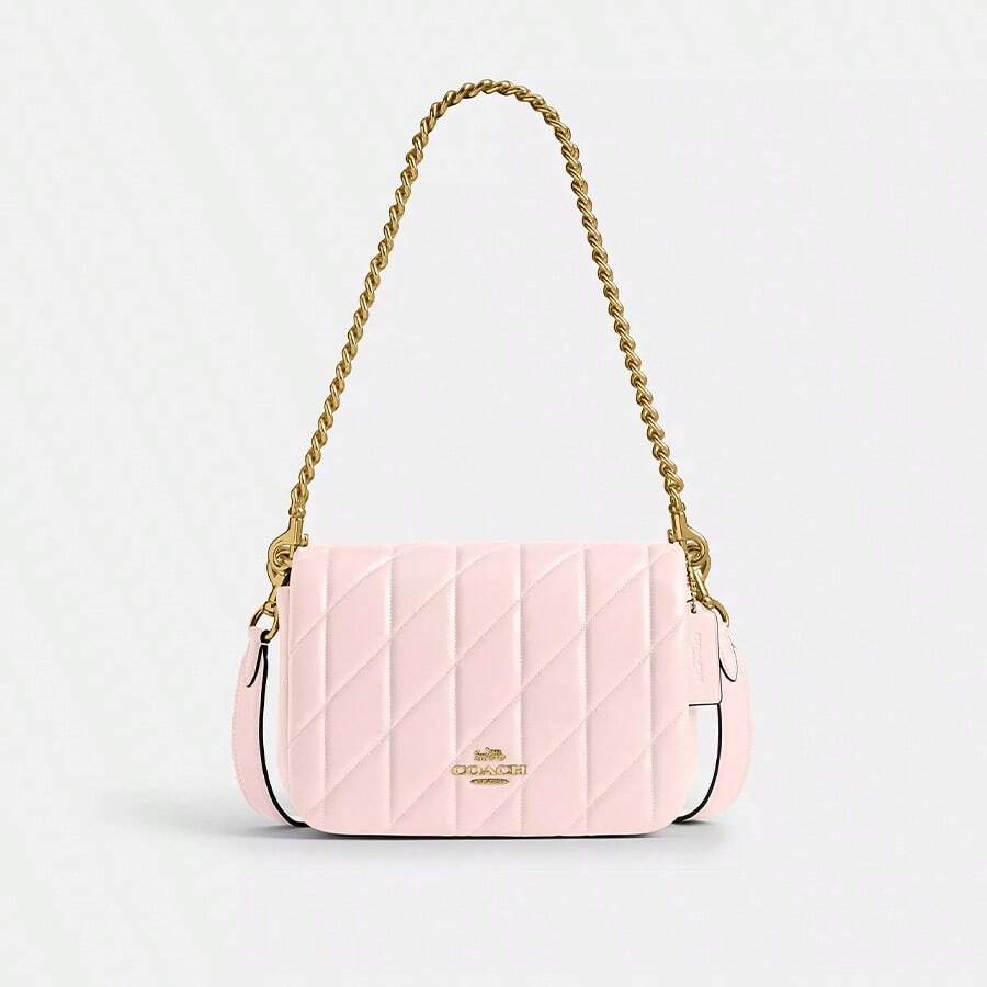 Coach 22 Logo Snap Closure Leather Top Handle Crossbody Shoulder Bag Small - Pink - View 1
