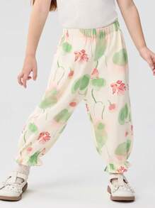 Balabala Pantalones repelentes de mosquitos para niña joven, pantalones ligeros para dormir de verano 2025