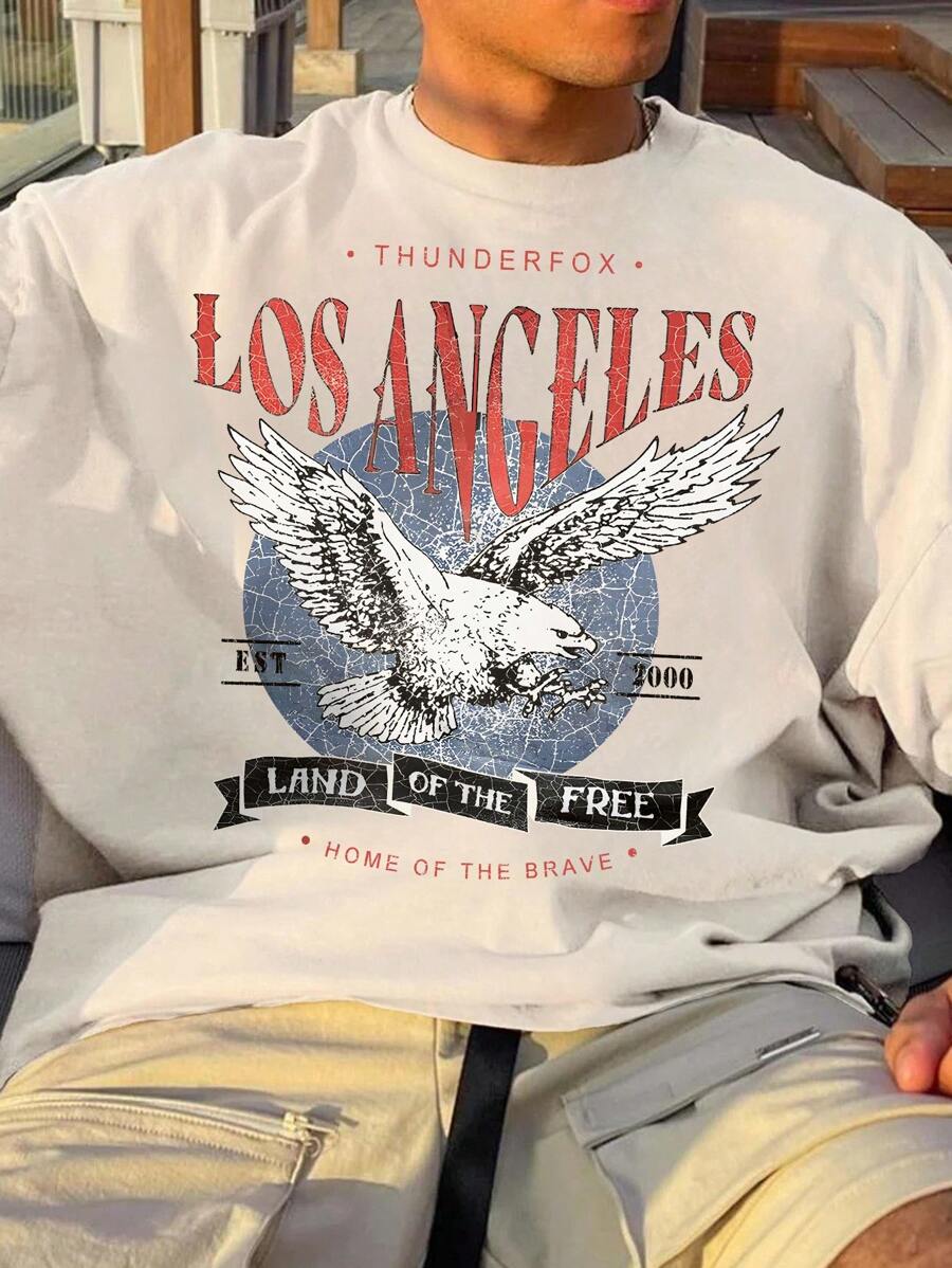 男式图案印花 T 恤，春/夏