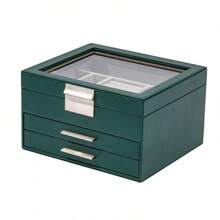 1 件天窗风格奢华珠宝收纳盒，可放置项链、耳环、手链、戒指，金色色调 - 彩色 - 查看 7