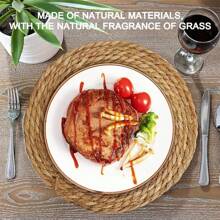 Juego de 4/6 individuales de estilo bohemio tejidos a mano, de 12 pulgadas de lino natural con diseño de ratán, adecuados para comidas y decoración del hogar - perfectos para bodas, San Valentín, Navidad y fiestas