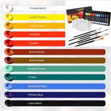 12/24 Farben 12ml Buntglas Farbset mit 6 Nylonpinseln, 1 Palette, wasserfeste Acryl-Emaille-Malerei Set für Schulanfang, Schulmaterial