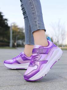 1 par de zapatos de patines de ruedas para niños/niñas de primavera/otoño, diseño mejorado de 4 ruedas para mayor estabilidad, ruedas desmontables, 2 en 1 con zapatilla, material de espejo de moda y genial, apropiado para uso diario