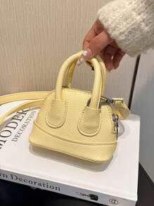 1pc Cute Girl Niche High-End Girl Bag New Candy Color Mini Cute Shell Bag Can Be Cross-Body Handbag Small Bag Litchi Pattern Pu Material Fashionable Girl Bag Is Very Suitable For Taking Out To Play And Can Also Be Given As A Gift To Friends