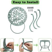 Soporte de hierro fundido resistente para plantas, de estilo vintage con aspecto de hierro forjado, soporte decorativo redondo para macetas, portalámpara de metal para plantas, para uso interior y exterior, para plantas grandes, color verde - Hierro fundido verde - Ver 2