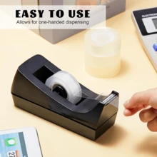 1pc Desktop Tape Dispenser, Non-Slip Base Tape Dispenser For Office, Home, School (Tape Not Included) - Black - View 4