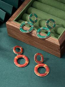 Spring/Summer Vacation Style Colorful Enamel Round Hoop Earrings, Vintage Design, Everyday Wear For Women