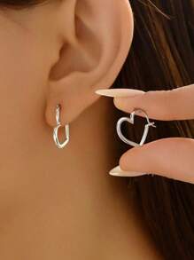 1pair Sterling Silve 925 Heart Stud Earrings With Jewelry For Women Valentine's Day Casual Fine Ladies Jewelry Gift Valentines