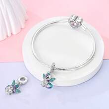 1 件银色复古彩色珐琅锆石森林动物系列猫头鹰刺猬飞龙变色龙蛇火烈鸟树懒青蛙大象狮子饰品适合原创手链项链吊坠串珠 DIY 珠宝制作女士女孩日常珠宝礼物送给朋友 - 銀色 - 查看 7