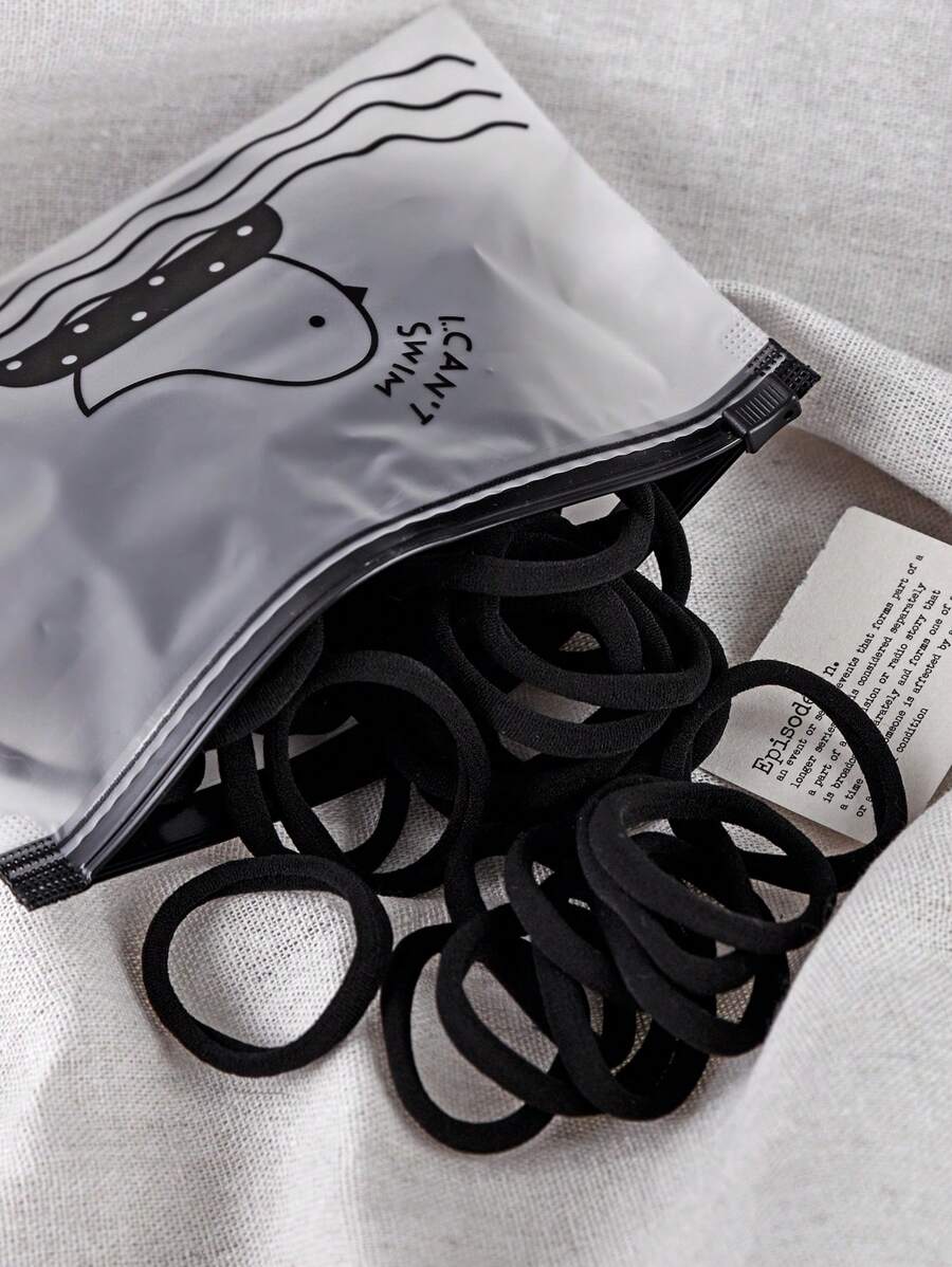 50pcs Women Versatile Black Elastic Hair Ties, High Stretch Rubber Bands Ponytail Holders, Hair Bobbles ,Gym Sport Outfit ,Hair Rope Hair Accessories Head Accessories Elastic Band - Multicolor - View 1