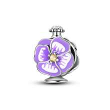 1 Pc Sliver Color Fine Pink Purple Enamel Zirconia Lady Rose Camellia Flower Perfume Bottle Nail Polish High Heel Shoes Dress Scissors Tape Measure Charms Fit Original Bracelet Necklace Pendant Beads For Diy Jewelry Making Women Girl Party Jewelry Gift For Friends