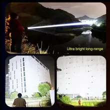 便携式大功率 LED 手电筒带显示屏可充电军用战术手电筒内置 18650 电池应急聚光灯超亮照明露营灯家用户外手电筒 - 黑色 - 查看 5