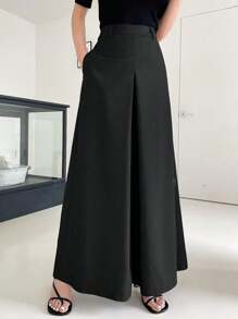 Women's Solid Color Loose Casual Commuter Wide Leg Pants
