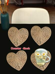 6/12pcs Heart Shaped Coasters, Suitable For Valentine's Day, Wedding, Party, Tabletop Decoration, Coffee Cup Mat, Thanksgiving, Easter, Christmas - Multicolor - View 5