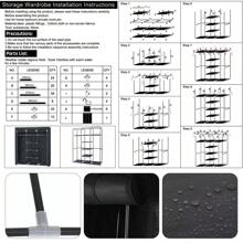 Portable Closet Canvas WardrobeClothes Organiser Storage Shelves Hanging Section - Black - View 5