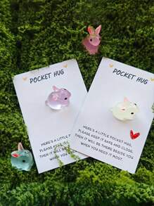 Set de 5 abrazos brillantes en la oscuridad de conejitos de Pascua - Tarjeta inspiradora divertida, Charm de resina de conejito como decoración emotiva para cumpleaños, bodas, fiestas, Pascua, Día de San Valentín, Día de la Madre, Día del Padre