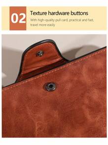 Ví cầm tay nữ thời trang mới đơn giản da dầu màu trơn ví tiền xu ví ví ví dài - màu nâu - Xem 8