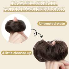 Messy Bun Hair Piece Curly Hair Bun Extensions With Straight Tails Hair Scrunchies Ponytail Hairpieces For Women
