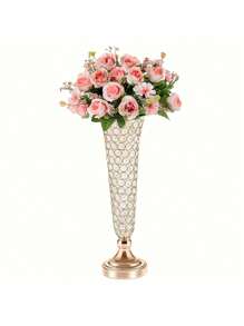 20 英寸金色水晶花瓶花架婚礼庆祝桌面装饰中心装饰品，喇叭形花瓶配花束，派对，周年纪念，生日，家居装饰 - 兩種顏色 - 查看 2