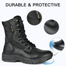 FREE SOLDIER Women's Lightweight Work Boots, 8 Inch Desert Boots For Hiking And Outdoor Activities - Black - View 3