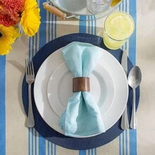 Set aus 6 runden 15 Zoll gewebten Tischsets, maritimes Blau, für Innen- und Außenbereich, geeignet für Esszimmer, Wohnzimmer, Küche im täglichen Gebrauch