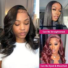 Wear Go Wigs Body Wave Hair Pre Cut 13*4 HD Lace Closure Short Bob Glueless Wig, 100% Real Human Hair Wigs Natural Hairline Remy Pre Plucked Bleached Knots With Baby Hair Black Color - Natural Black - 查看 5