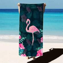1pc Oversized Flamingo Printed Beach Towel, Extra Large Ultra Soft Quick Dry Beach Blanket - Skin-Friendly And Portable, Suitable For Fun Trips, Yoga, Picnics And Pool Parties