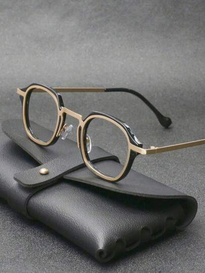 1pc Retro Luxury Metal Patchwork Handmade Eyeglasses Frame, Suitable For Daily Wear, Computer & Mobile Phone