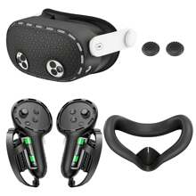 Silicone Cover Set For Meta Quest 3S, Protective Soft For Quest 3 / Quest 3S VR Accessories Including Controllers Grips Cover, Shell Cover And Face Cover, Rocker Covers (Black) - Multicolor - View 10