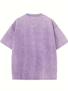 Men's Retro California Style Cotton T-Shirt-"Est.1989" Coconut Tree Design, Short Sleeves, Round Neck, Casual Summer Clothes, Machine Washable, Summer Casual Clothes |TiedyeT T-Shirt Back Design, Retro T-Shirt. - 紫色 - 查看 2