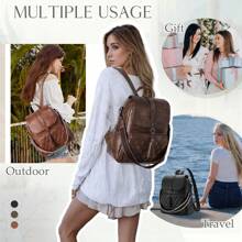 VASCHY Backpack Purse For Women Fashion Anti-Theft PU Leather Backpack Shoulder Bag Convertible 2 Ways For Travel Work, School Backpack - Black - View 8