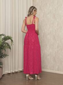 Long Dress With Straps And Loose Cups - Hot Pink - View 3