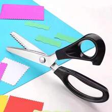 Serrated Fabric Scissors, Triangle Saw-Toothed Sewing Scissors, Handmade Lace Scissors, Curved Scissors, Fabric Shears - Black - View 4