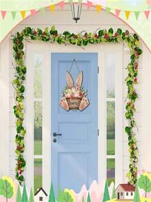 1pc Charming Easter Bunny Wooden Dream Catcher, 7"X7.87" - Unique Rabbit Ear And Paw Print Design, Colorful Flowers, "Happy Easter" Engraved - Suitable For Bedroom, Garden, Kitchen Decor, Rabbit Accessory Gifts Birthday Graduation