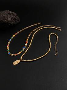 2 pièces Collier de luxe vintage orné de strass et de perles, bijoux charmants pour les hommes pour une tenue de soirée décontractée