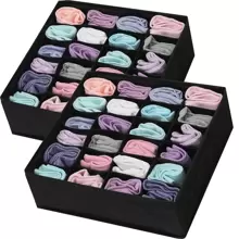 1PC Socks And Underwear Storage Box- Black 24-Grid Fabric Drawer Organizer Set For Socks And Underwear, Collapsible Closet Storage Box With Multiple Compartments, Space-Saving Organizer Bins For Dressers And Wardrobes, Non-Woven Fabric With Sturdy Cardboard Insert, Perfect For Organizing Bras, Underpants, Socks, And Scarves, Storage Boxes With Individual Slots. Bedroom, Organizer, Home Storage, White T Shirt Women, Black Pants Women, Ladies Winter Clothes, Dress,
