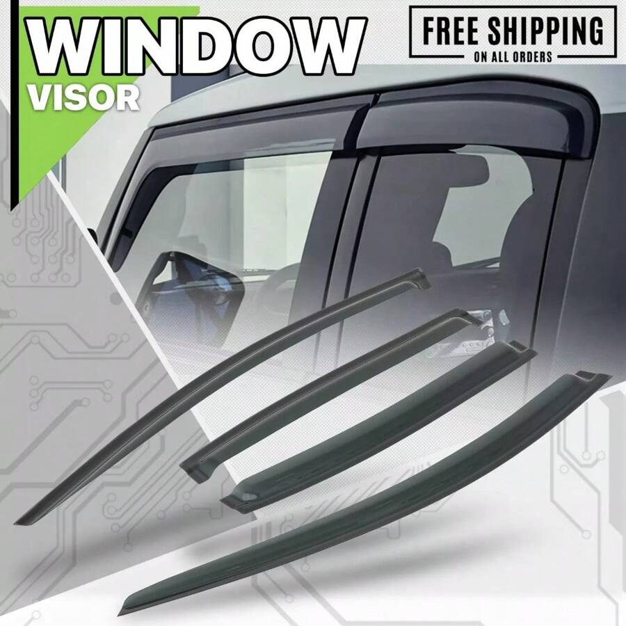 Tape-On Window Visor Shade Vent For Sun And Rain Deflection - Custom Fit For 2008-2012 Chevy Malibu - Default - View 1