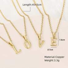1 件优雅法式简约镂空字母设计 A-Z 项链，铜镀金字母吊坠锁骨链，精致百搭的日常佩戴礼物