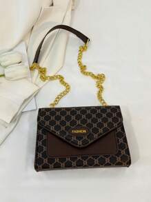 Artistic Letter Print Handbag, Women's European And American Cross-Border Commute Bag, Korean Vintage Fashion Purse, Stylish Tote Shoulder Bag, 2025 New Arrival, Versatile Small Square Bag,