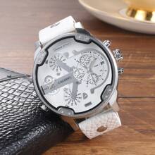 1 chiếc đồng hồ nam CAGARNY mặt lớn 6820, hiển thị hai múi giờ, dây da giả, máy quartz, có chức năng hiển thị ngày, đồng hồ đeo tay nam hợp kim thời trang, kiểu dáng thường ngày. - Một cỡ - Xem 11