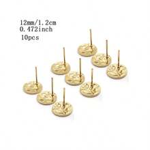 10 件不对称纹理不锈钢金耳环柱带环，手工制作 DIY 耳环配件