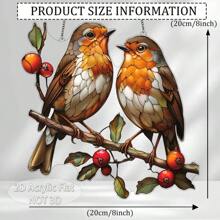 1 Peça Apanhador de Luz de Pássaro Robin Acrílico Vibrante (8" X 8") - Decoração Colorida Pendurada na Janela com Pássaro Realista e Bagas Vermelhas, Perfeito para Jardim, Varanda, Decoração da Sala de Estar - Presente de Inauguração e Aniversário Ideal para Amigos e Familiares, Decoração de Pássaro