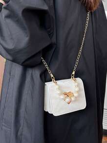 1pc Mini Princess Style Heart Pearl Handbag, Suitable For Party, Gathering, Events - Multicolor - View 5